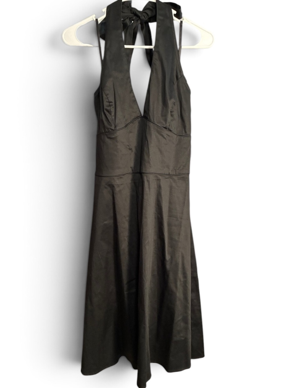 New! APNY Black Halter Midi Dress Cotton Stretch Size 12 NWT